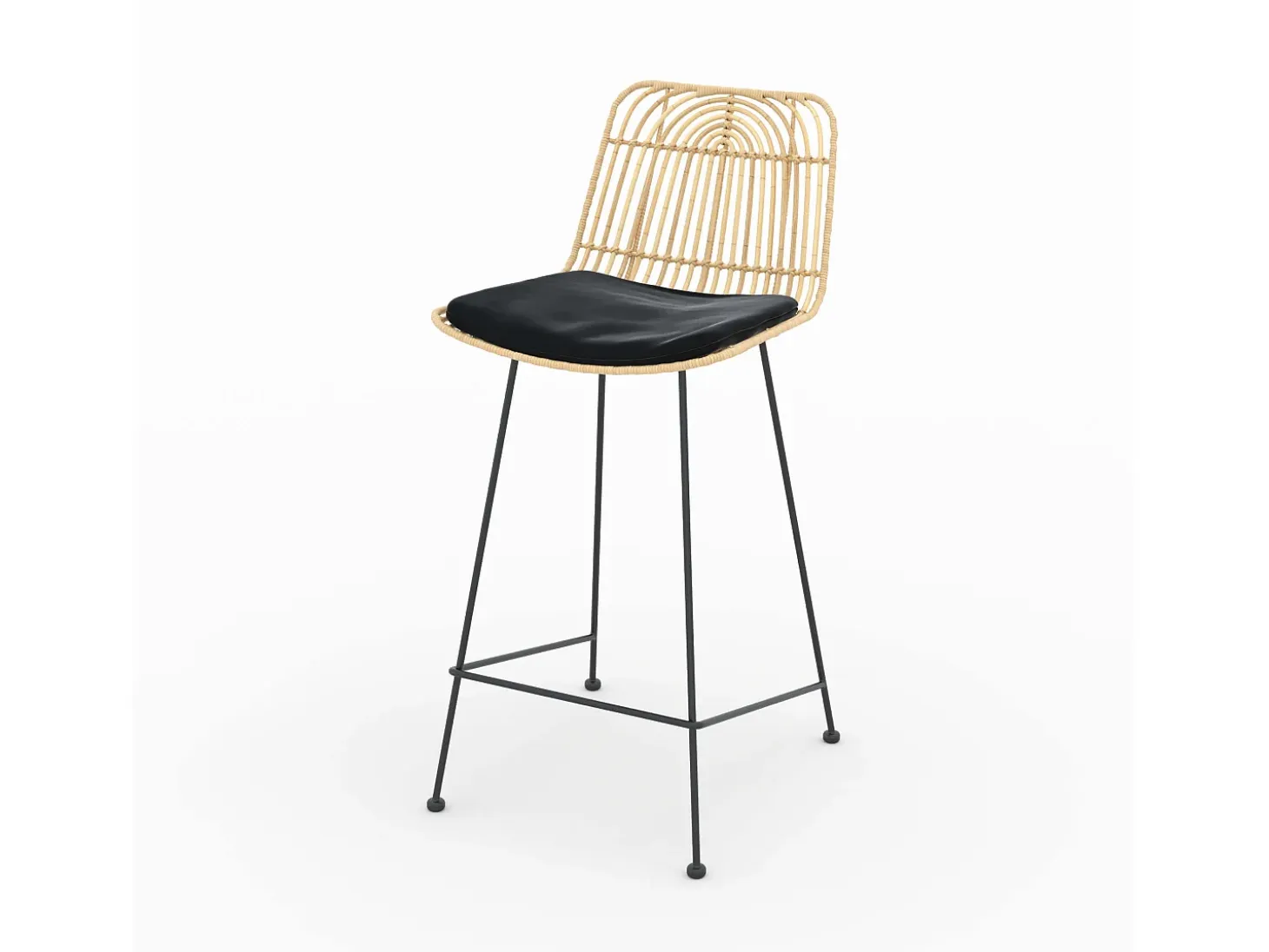 Set de 2 sillas para isla central en ratán y metal negro 66 cm - Goa
