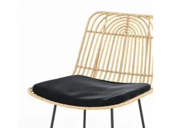 Set de 2 sillas para isla central en ratán y metal negro 66 cm - Goa