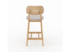Set de 2 sillas para isla central en madera y tela beige 66 cm - Charlize