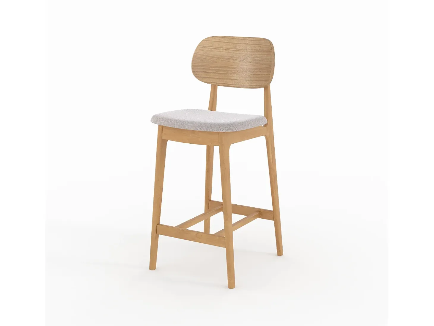 Set de 2 sillas para isla central en madera y tela beige 66 cm - Charlize