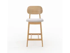 Set de 2 sillas para isla central en madera y tela beige 66 cm - Charlize