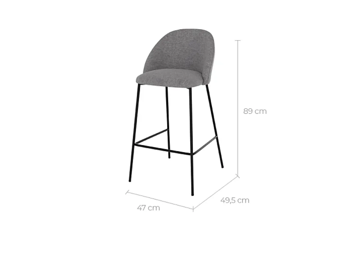 Set de 2 sillas para isla de cocina en tela moteada gris oscuro 66 cm - Karl