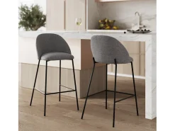 Set de 2 sillas para isla de cocina en tela moteada gris oscuro 66 cm - Karl