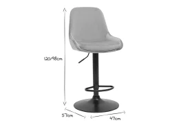 Set de 2 taburetes de cocina de diseño ajustables 360º de terciopelo topo y metal negro HOLO