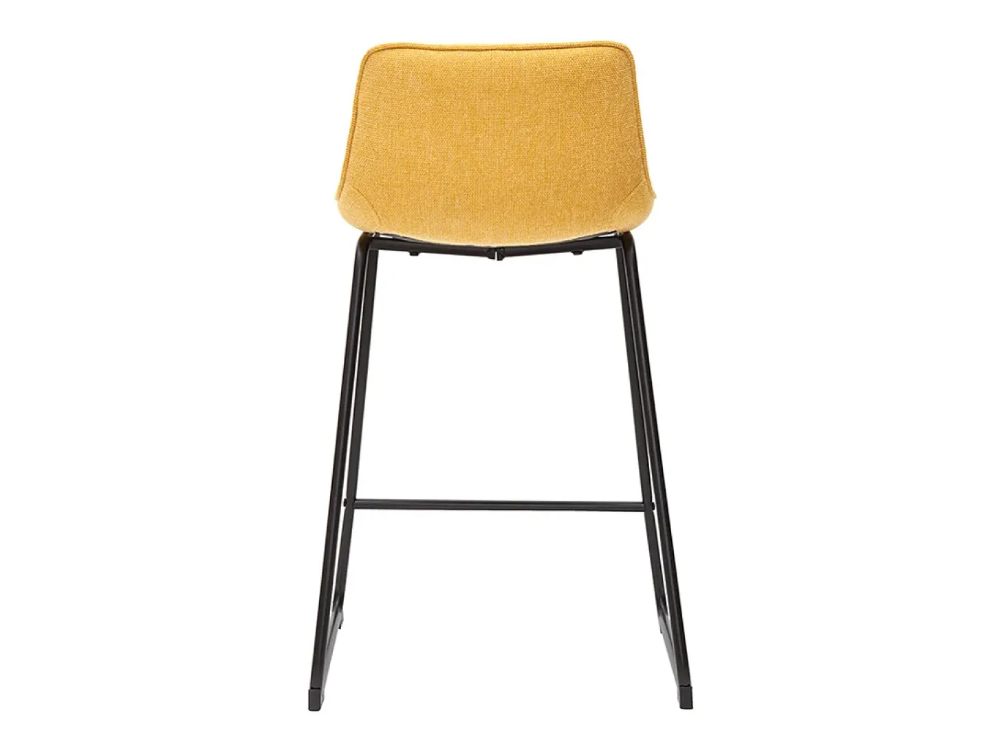 Set de 2 taburetes de cocina efecto aterciopelado texturizado amarillo mostaza y metal 65 cm BOOST