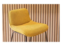 Set de 2 taburetes de cocina efecto aterciopelado texturizado amarillo mostaza y metal 65 cm BOOST