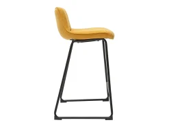 Set de 2 taburetes de cocina efecto aterciopelado texturizado amarillo mostaza y metal 65 cm BOOST