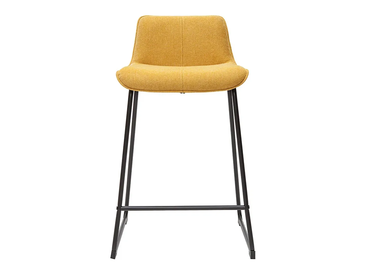 Set de 2 taburetes de cocina efecto aterciopelado texturizado amarillo mostaza y metal 65 cm BOOST