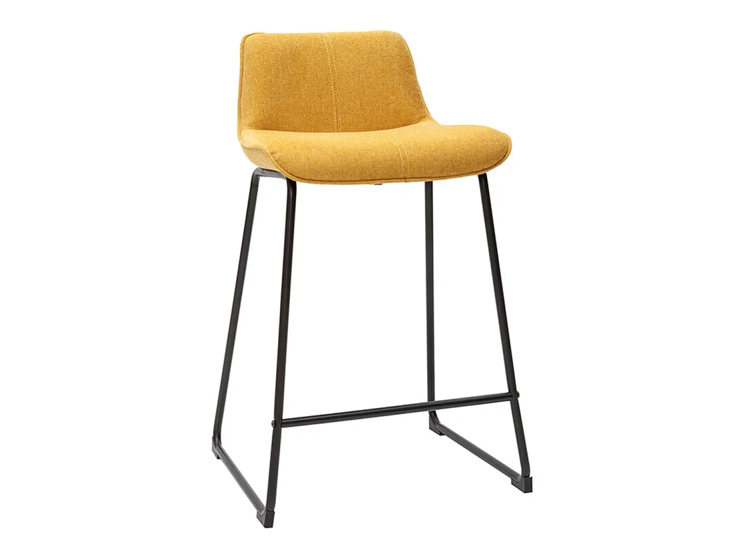 Set de 2 taburetes de cocina efecto aterciopelado texturizado amarillo mostaza y metal 65 cm BOOST