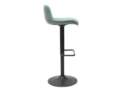 Set de 2 taburetes de cocina regulables de tejido efecto aterciopelado texturizado verde celadón y metal negro BOOST