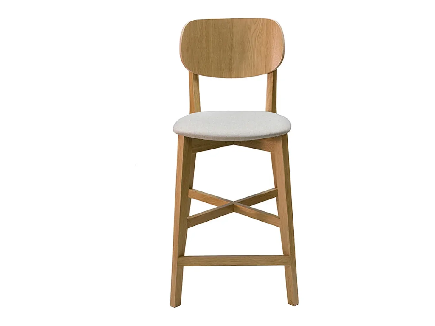 Set de 2 taburetes de cocina de madera de roble clara y tejido beige 65 cm LUCIA