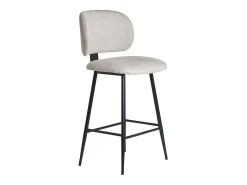 Set de 2 taburetes de cocina fijos efecto aterciopelado texturizado beige y metal negro 70 cm ATRIUM