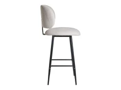 Set de 2 taburetes de cocina fijos efecto aterciopelado texturizado beige y metal negro 70 cm ATRIUM