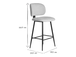 Set de 2 taburetes de cocina fijos efecto aterciopelado texturizado beige y metal negro 70 cm ATRIUM
