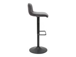Set de 2 taburetes de cocina regulables y giratorios 360º de tejido efecto aterciopelado gris y metal negro BOOST