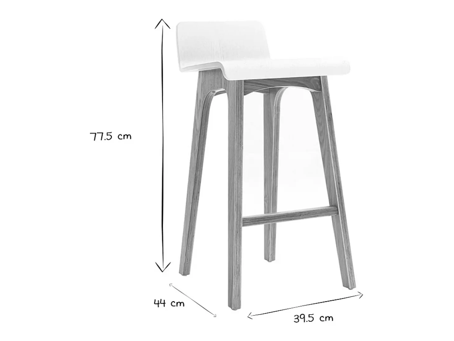 Set de 2 taburetes de cocina nórdicos madera clara y blanco 65 cm BALTIK