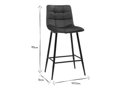 Set de 2 taburetes de cocina de diseño de terciopelo azul petróleo 65 cm MAXWELL