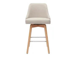 Set de 2 taburetes de cocina nórdicos de tela beige y madera maciza 65 cm HASTA