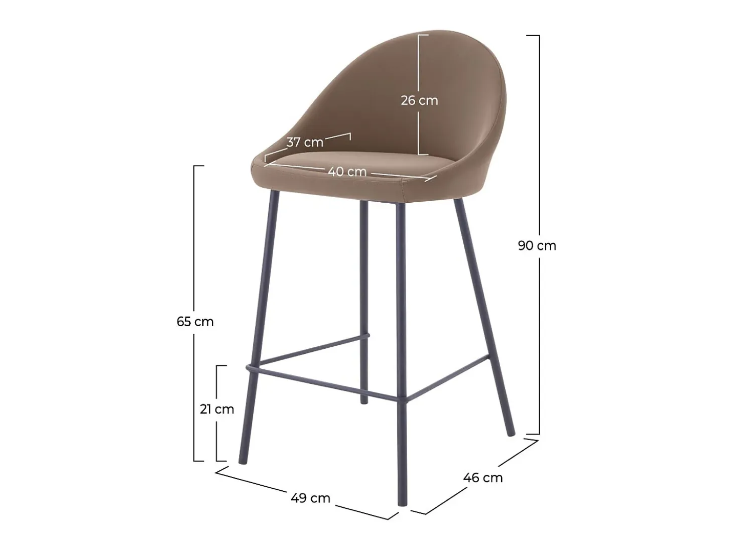 Set de 2 taburetes para isla de cocina en cuero sintético marrón 65 cm - Misty
