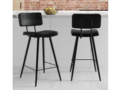 Set de 2 taburetes para isla de cocina de sintético gris/negro 66 cm - Texas