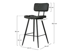 Set de 2 taburetes para isla de cocina de sintético gris/negro 66 cm - Texas