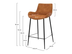 Set de 2 taburetes para isla de cocina en sintético camello 65 cm - Pirata