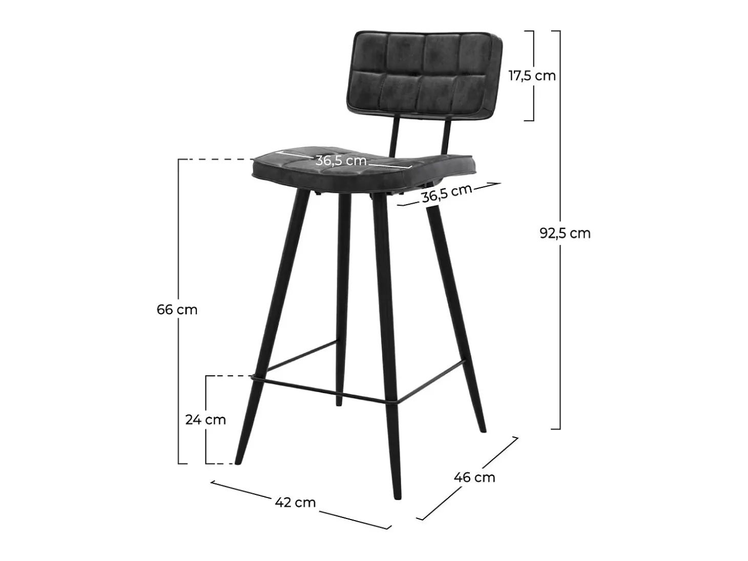 Set de 2 taburetes para isla de cocina gris/negro 66 cm - Texas