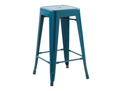 Set de 2 taburetes para isla de cocina en metal azul mate 66 cm - Indus