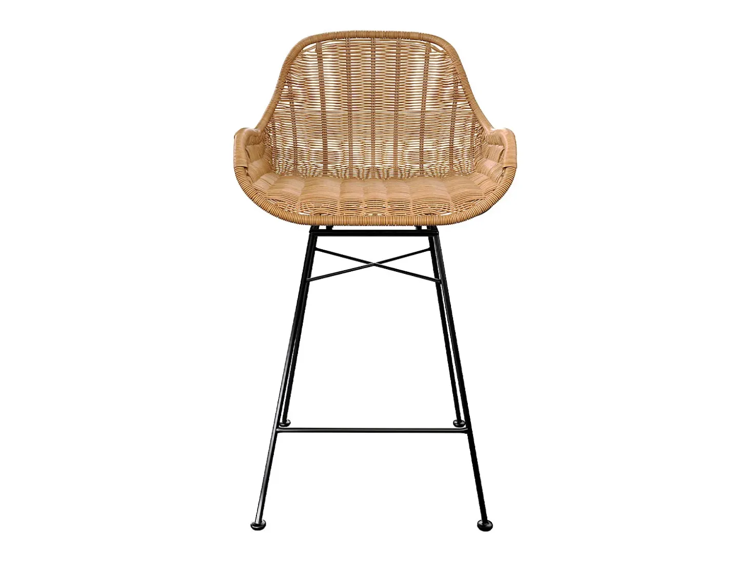 Set de 2 taburetes para isla de cocina en resina tejida natural 65 cm - Carmela