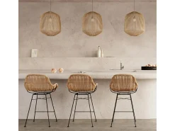 Set de 2 taburetes para isla de cocina en resina tejida natural 65 cm - Carmela