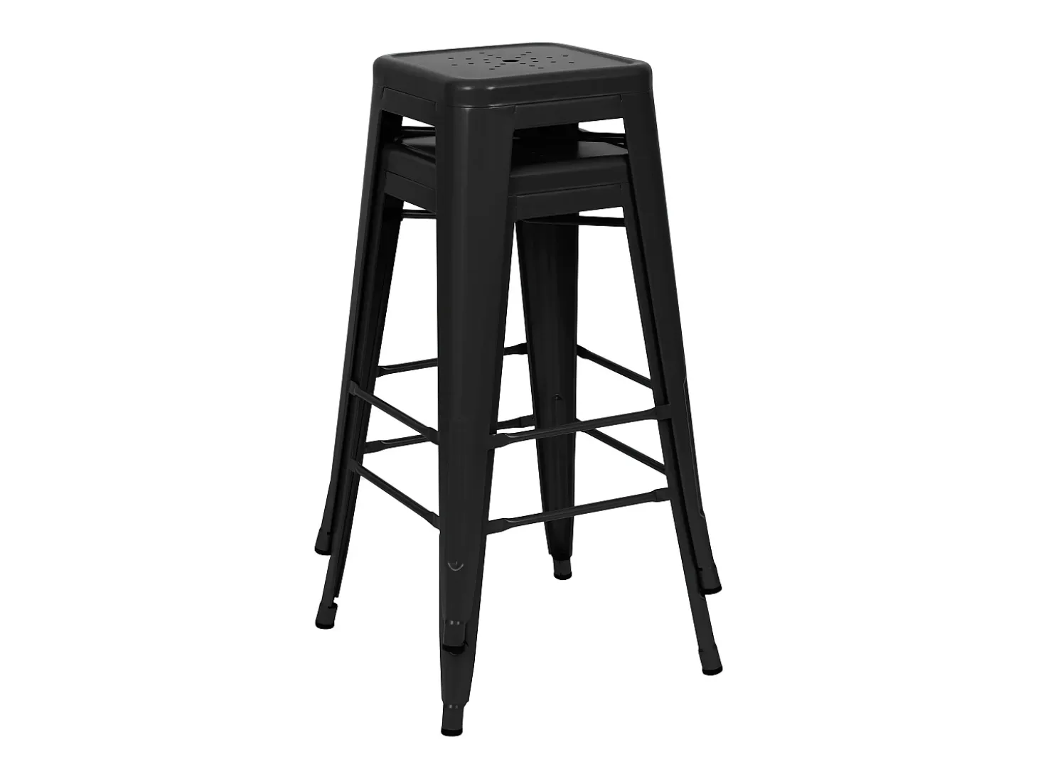 Set de 2 taburetes para isla de cocina en metal negro mate 66 cm - Indus