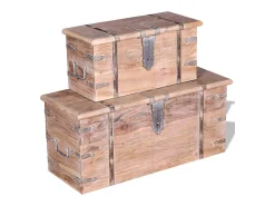Set de baúl de almacenamiento de madera de acacia 2 unidades