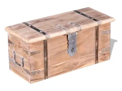 Set de baúl de almacenamiento de madera de acacia 2 unidades