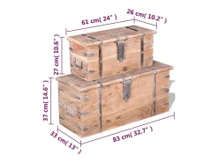 Set de baúl de almacenamiento de madera de acacia 2 unidades