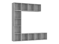 Set de estantería/mueble TV 3 piezas gris Sonoma 180x30x180 cm