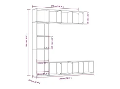 Set de estantería/mueble TV 3 piezas gris Sonoma 180x30x180 cm