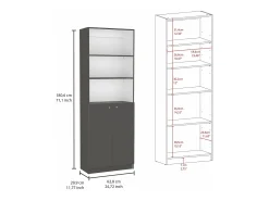 Set de estanteria de oficina home de 3 piezas en melamina con estantes y 2 puertas , 180.6 cm X 188.4 cm X 29.9 cm , Multicolor