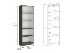 Set de estanteria de oficina home de 3 piezas en melamina con estantes y 2 puertas , 180.6 cm X 188.4 cm X 29.9 cm , Multicolor