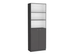 Set de estanteria de oficina home de 3 piezas en melamina con estantes y 2 puertas , 180.6 cm X 188.4 cm X 29.9 cm , Multicolor