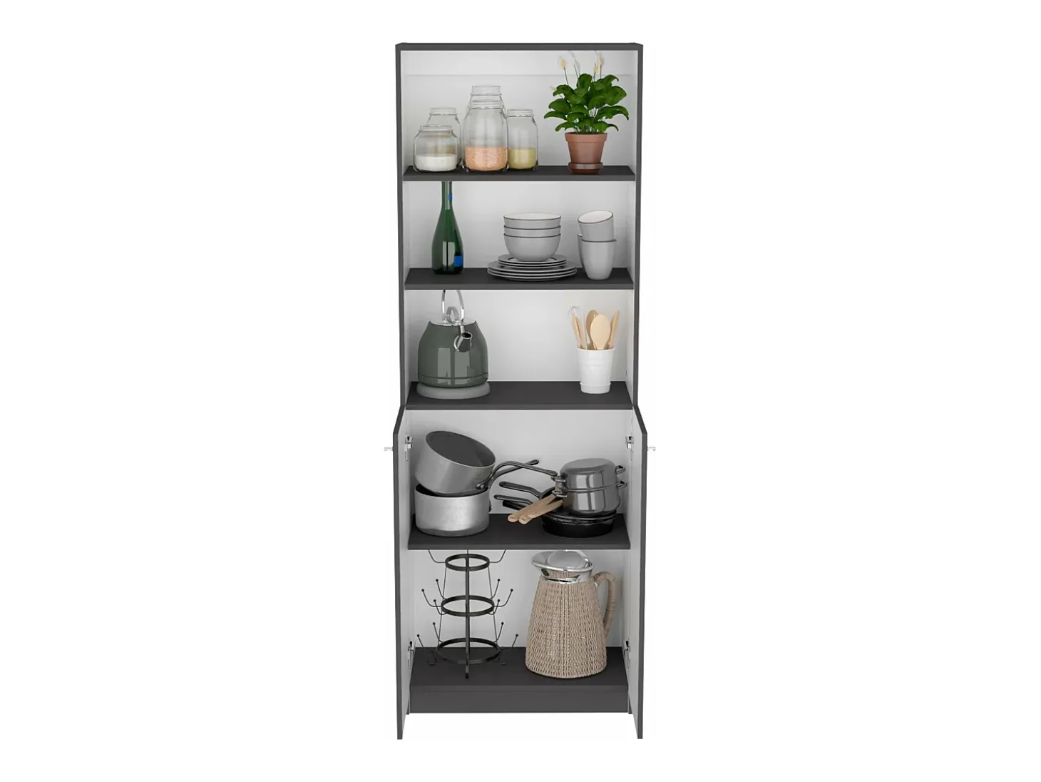 Set de estanteria de oficina home de 3 piezas en melamina con estantes y 2 puertas , 180.6 cm X 188.4 cm X 29.9 cm , Multicolor