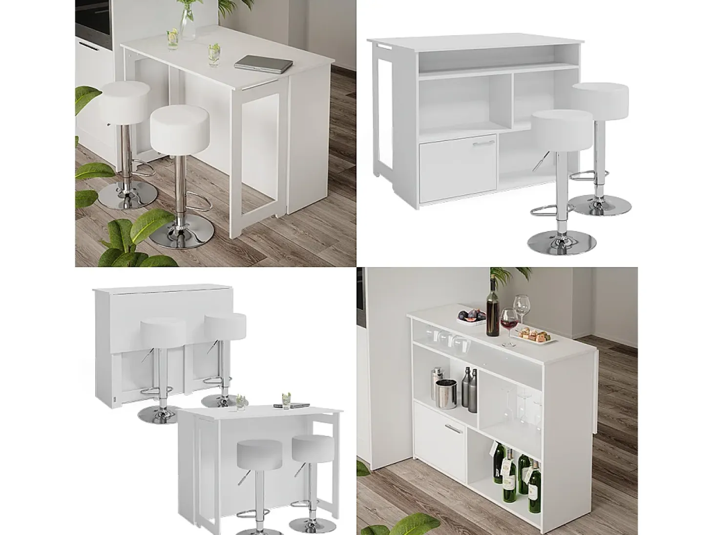 Set de mesa de bar blanco 116x37x90.5 dominic