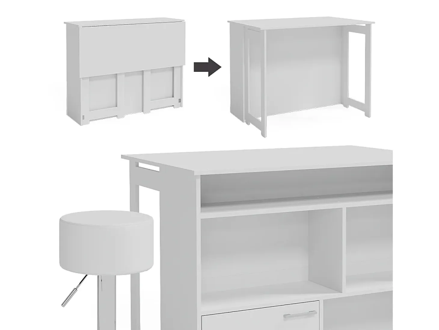 Set de mesa de bar blanco 116x37x90.5 dominic