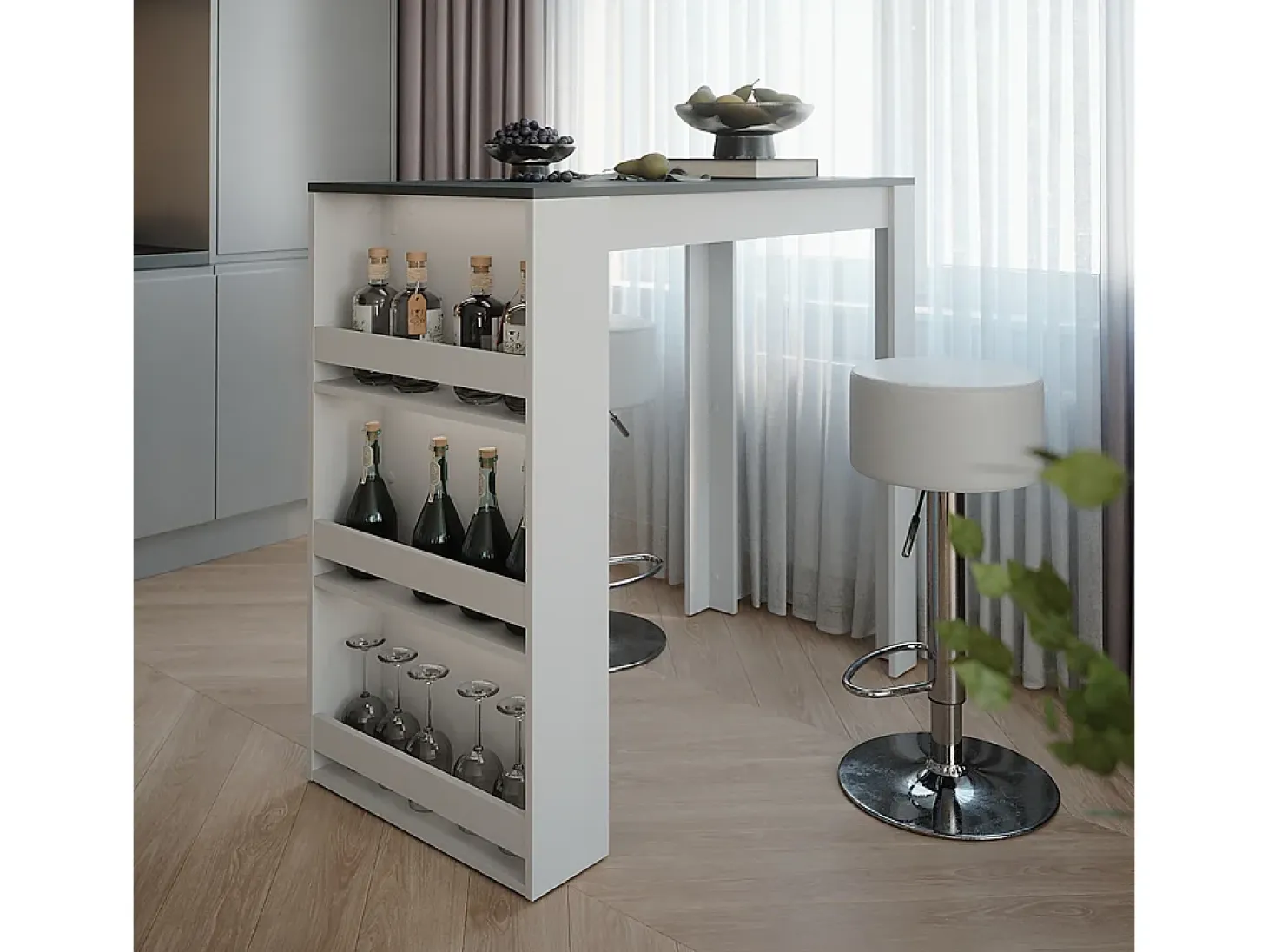 Set de mesa de bar blanco/antracita 57x117x106 repose