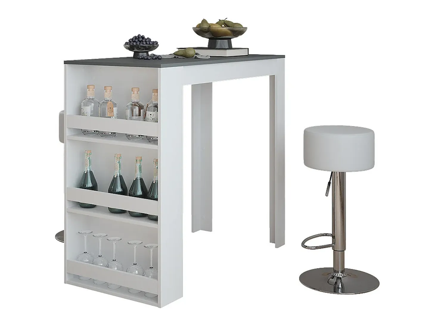 Set de mesa de bar blanco/antracita 57x117x106 repose