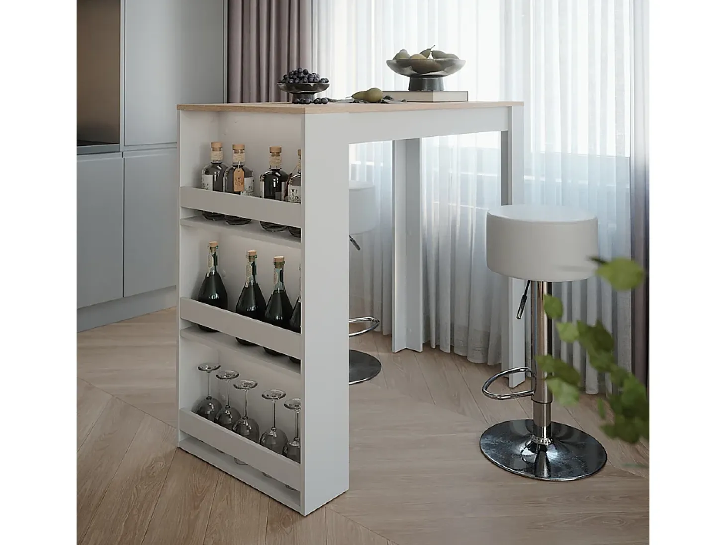 Set de mesa de bar blanco/sonoma 57x117x106 repose