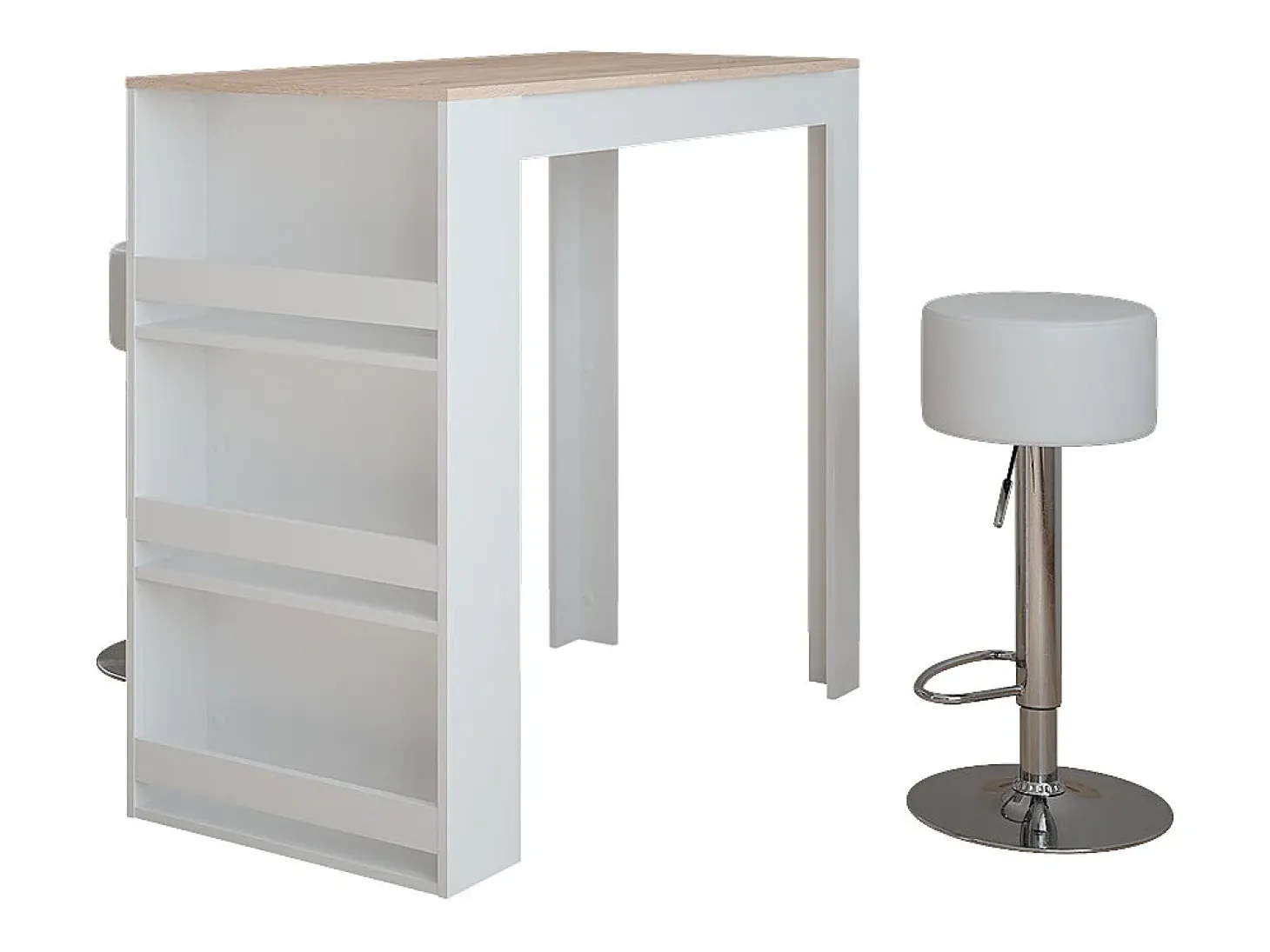 Set de mesa de bar blanco/sonoma 57x117x106 repose