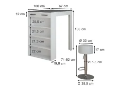 Set de mesa de bar blanco/antracita 67x100x106 repose