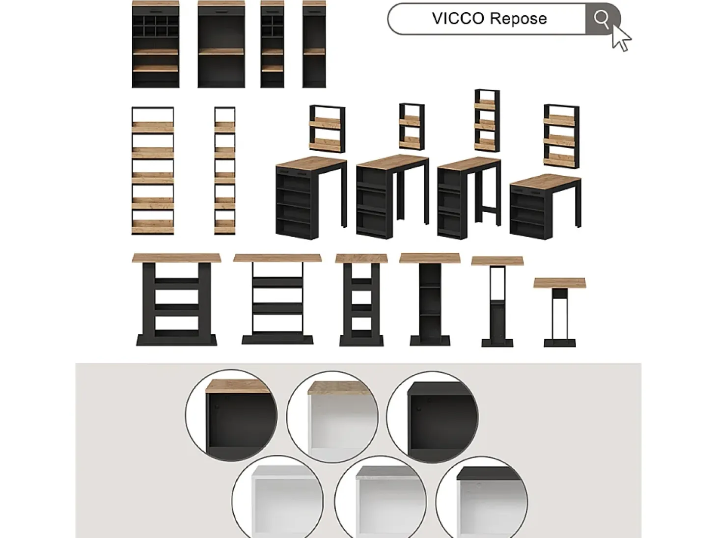 Set de mesa de bar blanco 75x75x106 repose