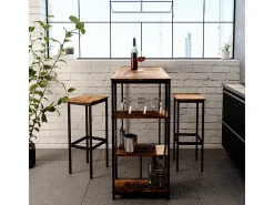 Set de mesa de bar madera antigua 120x50x105 fyrk
