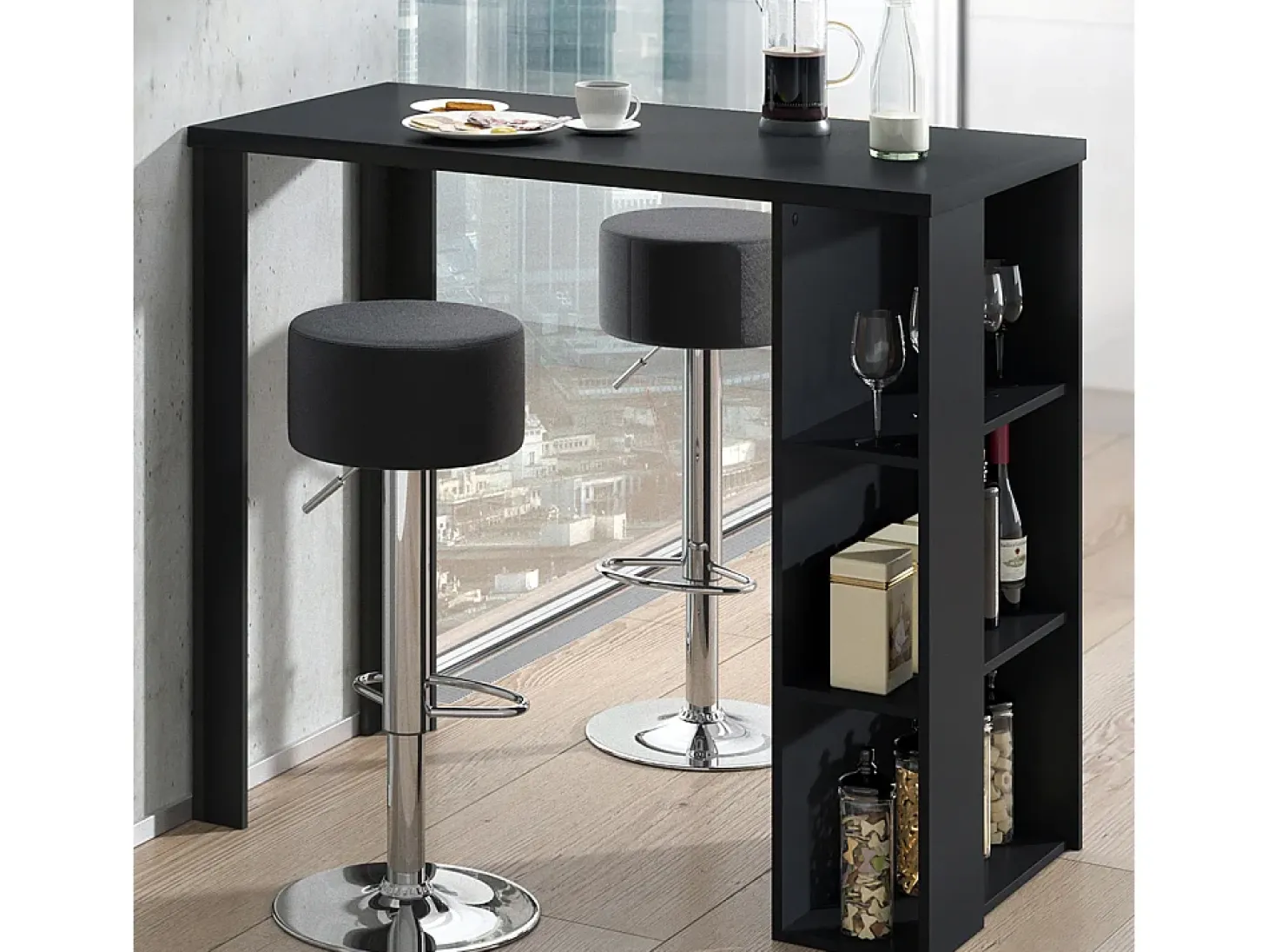Set de mesa de bar negro 120x60x105.6 noel
